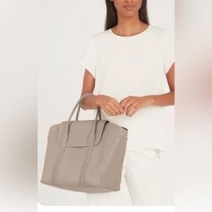 Cuyana Trapeze Satchel In Stone Pebbled Leather Great Laptop Bag